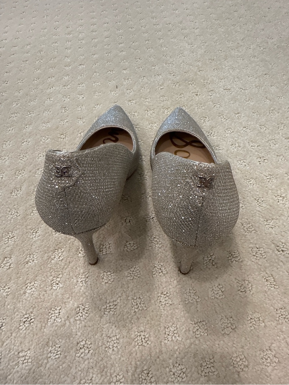Sam Edelman Silver Glitter Pointed Toe Stiletto Pumps Size 7.5 - Picture 3 of 8